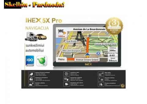 Naujausias GPS NAVIGACIJOS MODELIS IHEX 5X PRO, 5“ EKRANAS, NAVIGACIJA AUTOMOBILIUI IR SUNKVEŽIMIUI
