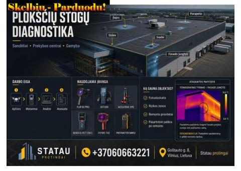 Plokščių stogų ir fasadų pratekėjimų diagnostika