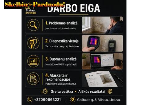 Plokščių stogų ir fasadų pratekėjimų diagnostika